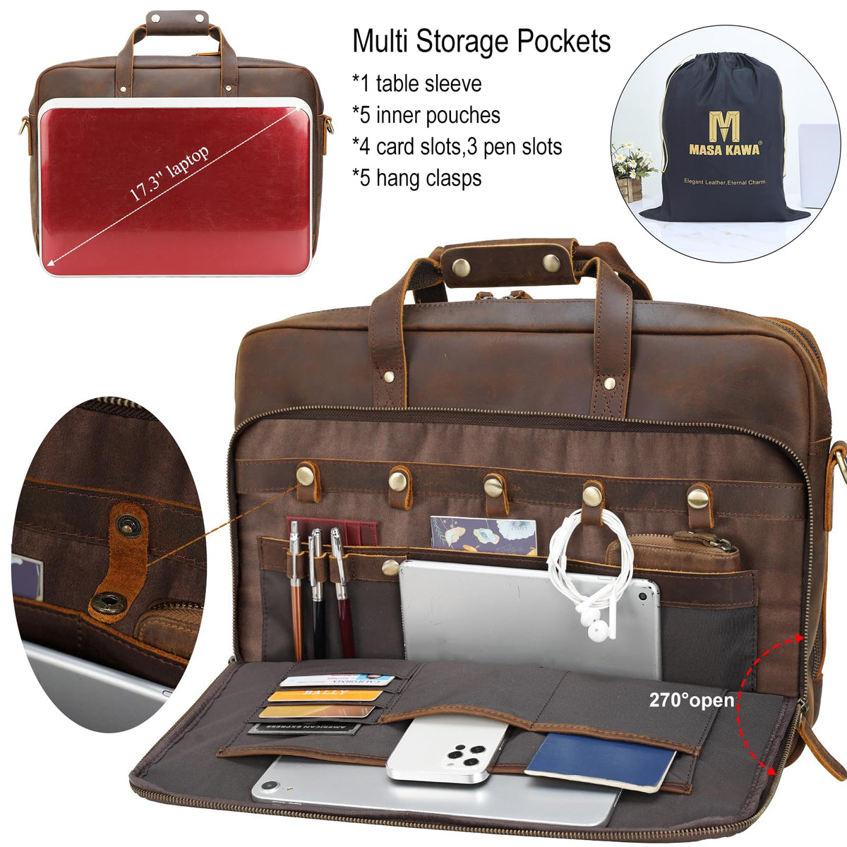 Leather Laptop Briefcase L770