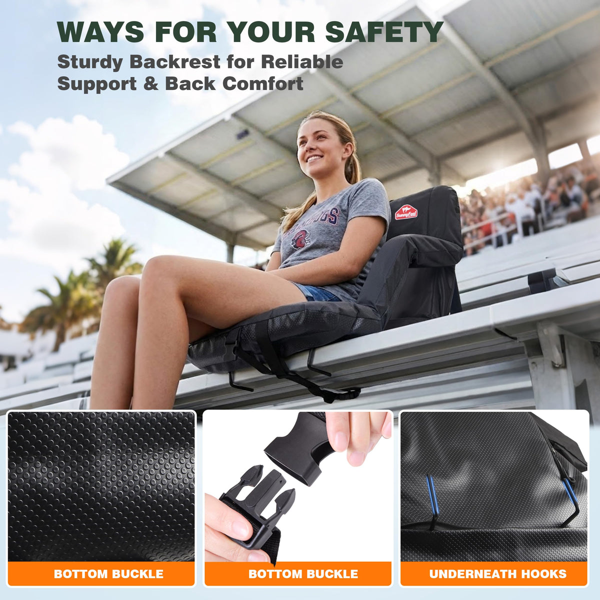 Foldable Stadium Seats 2-Pack with Shoulder Straps I5917