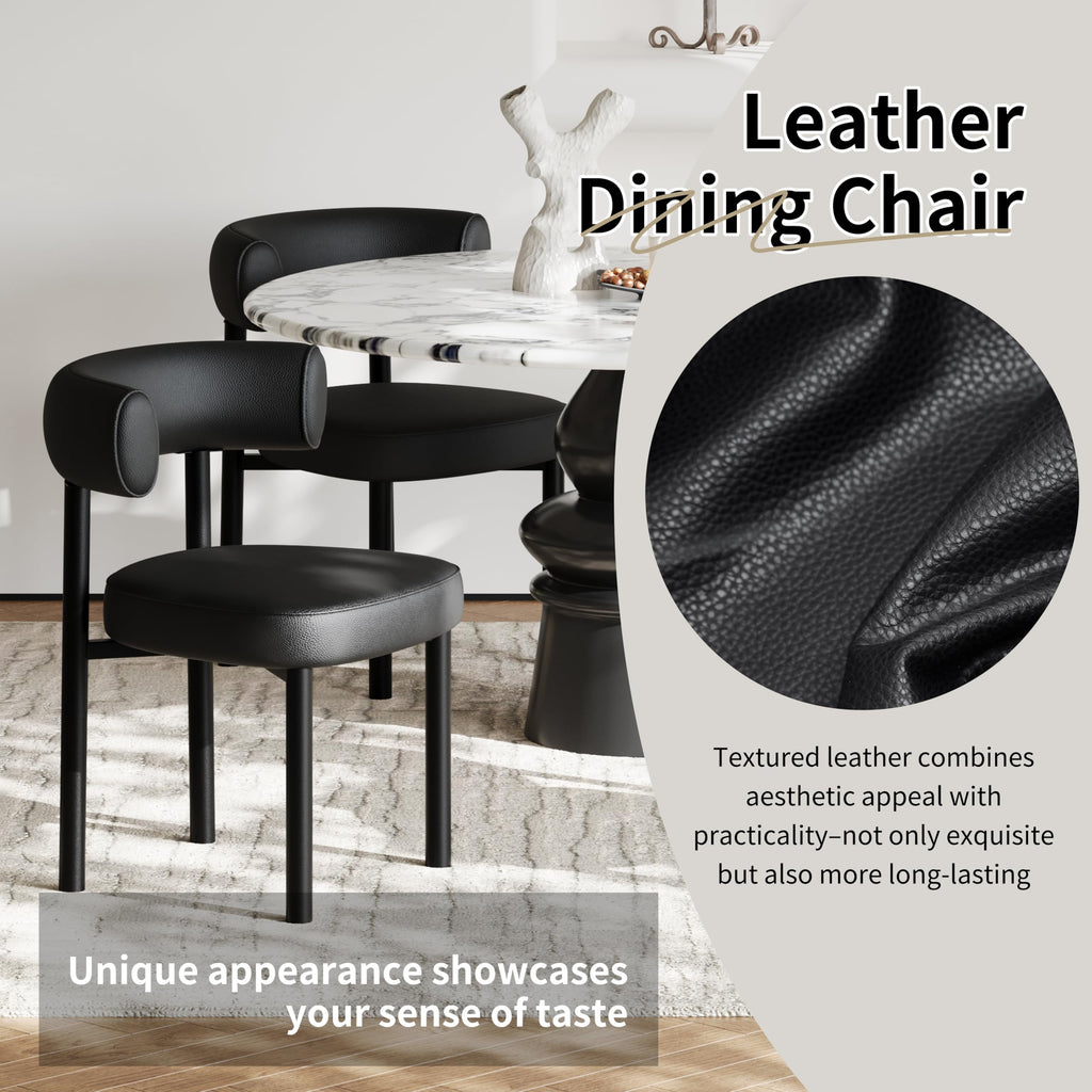 Black Faux Leather Dining Chairs Set of 4 U3270
