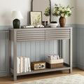 Oak Gray Fluted Console Table with Drawers E8962