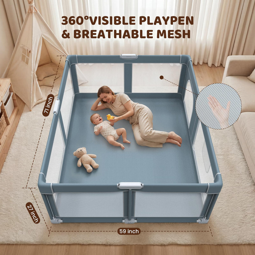 Foldable Baby Playpen 71x59 Inch J738