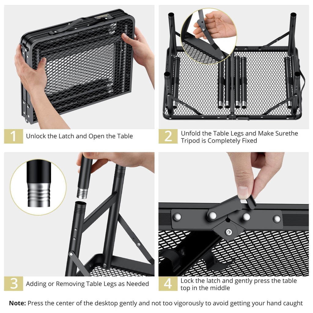 2ft Folding Camping Grill Table Black N134100