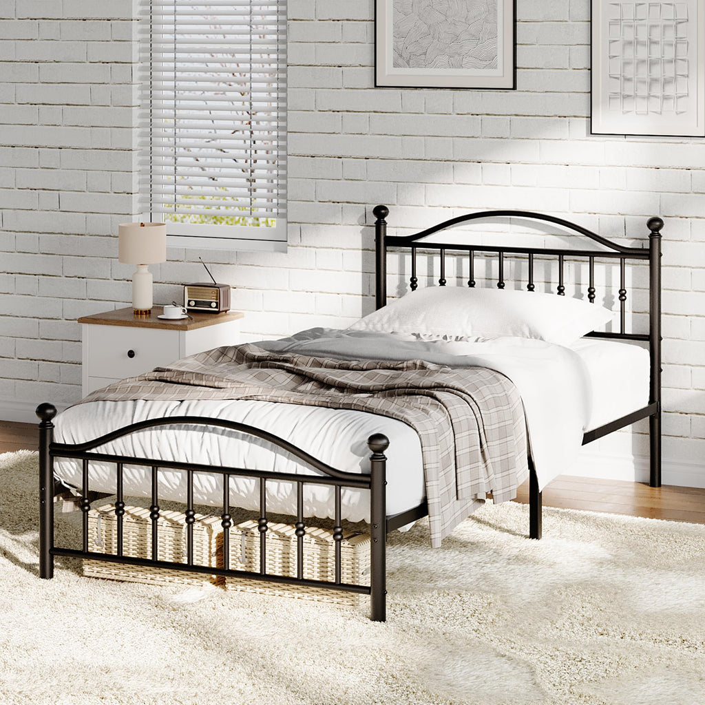 Twin Size Metal Platform Bed Frame with Headboard & Footboard X8711