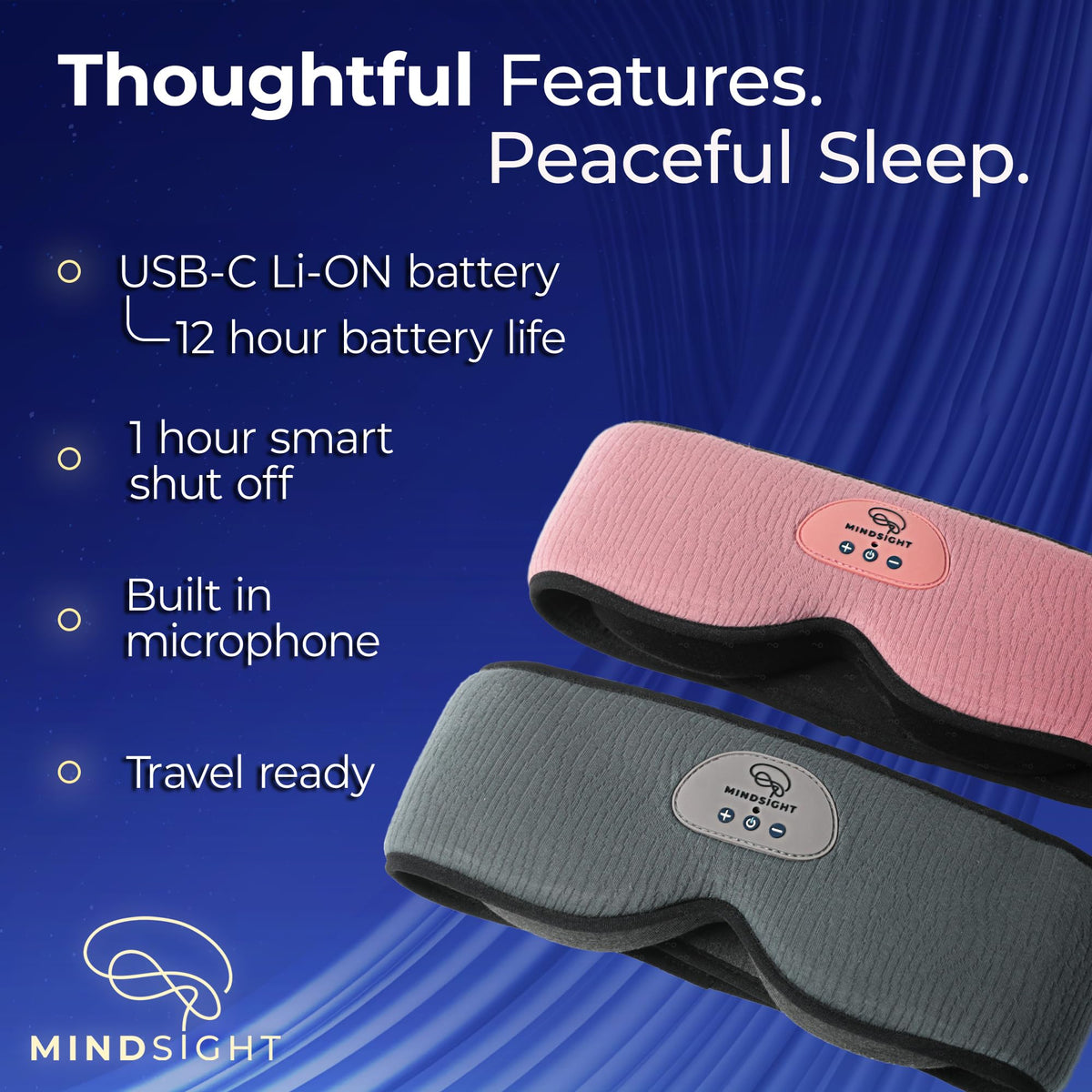 Blackout Sleep Mask with Bluetooth Headphones U225505