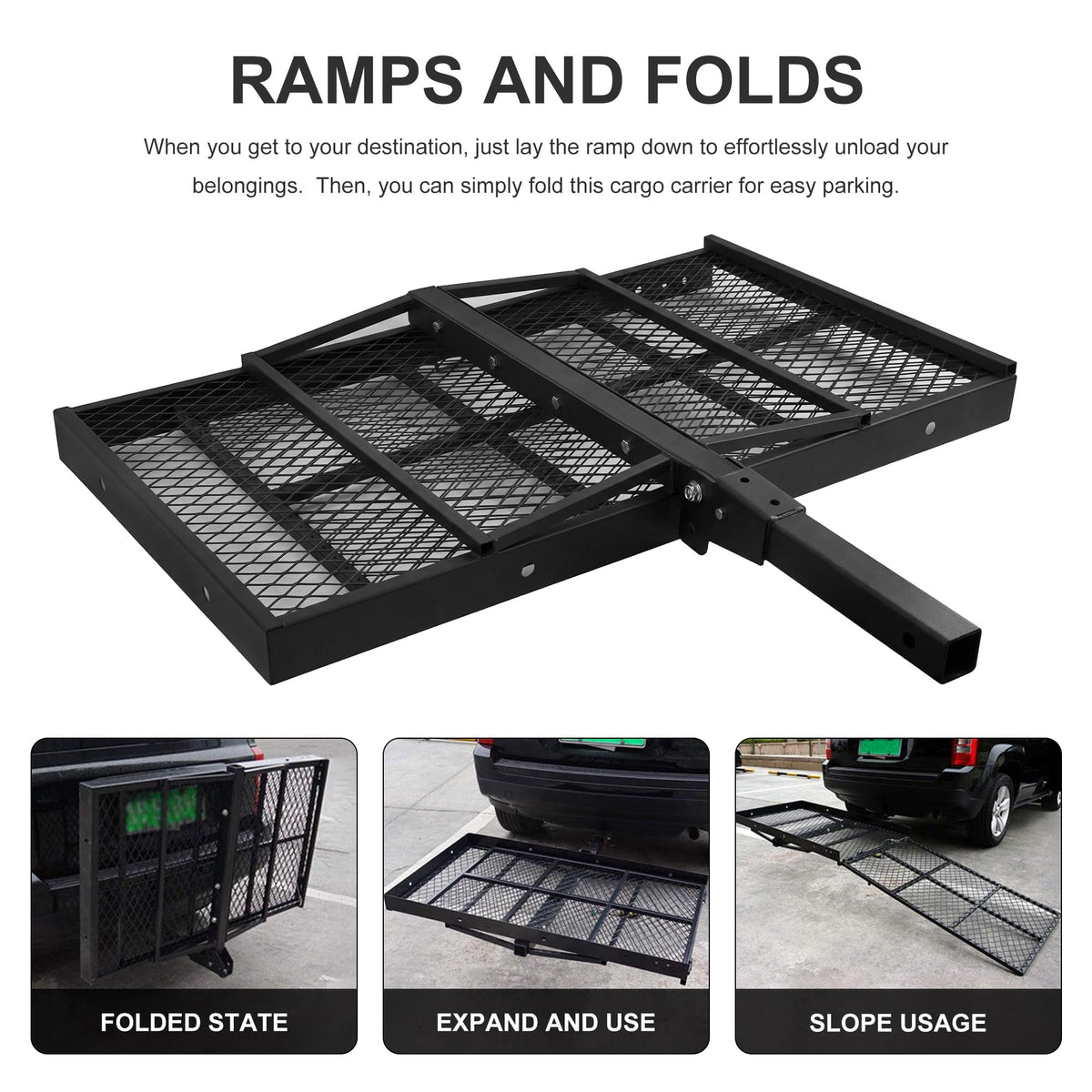 Folding Wheelchair Scooter Carrier Rack 250KG Ramp Hitch Mount G26962
