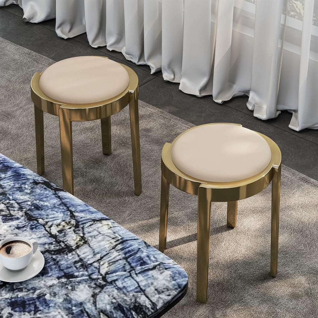 Round Stackable Stainless Steel Microfiber Leather Stools I5828