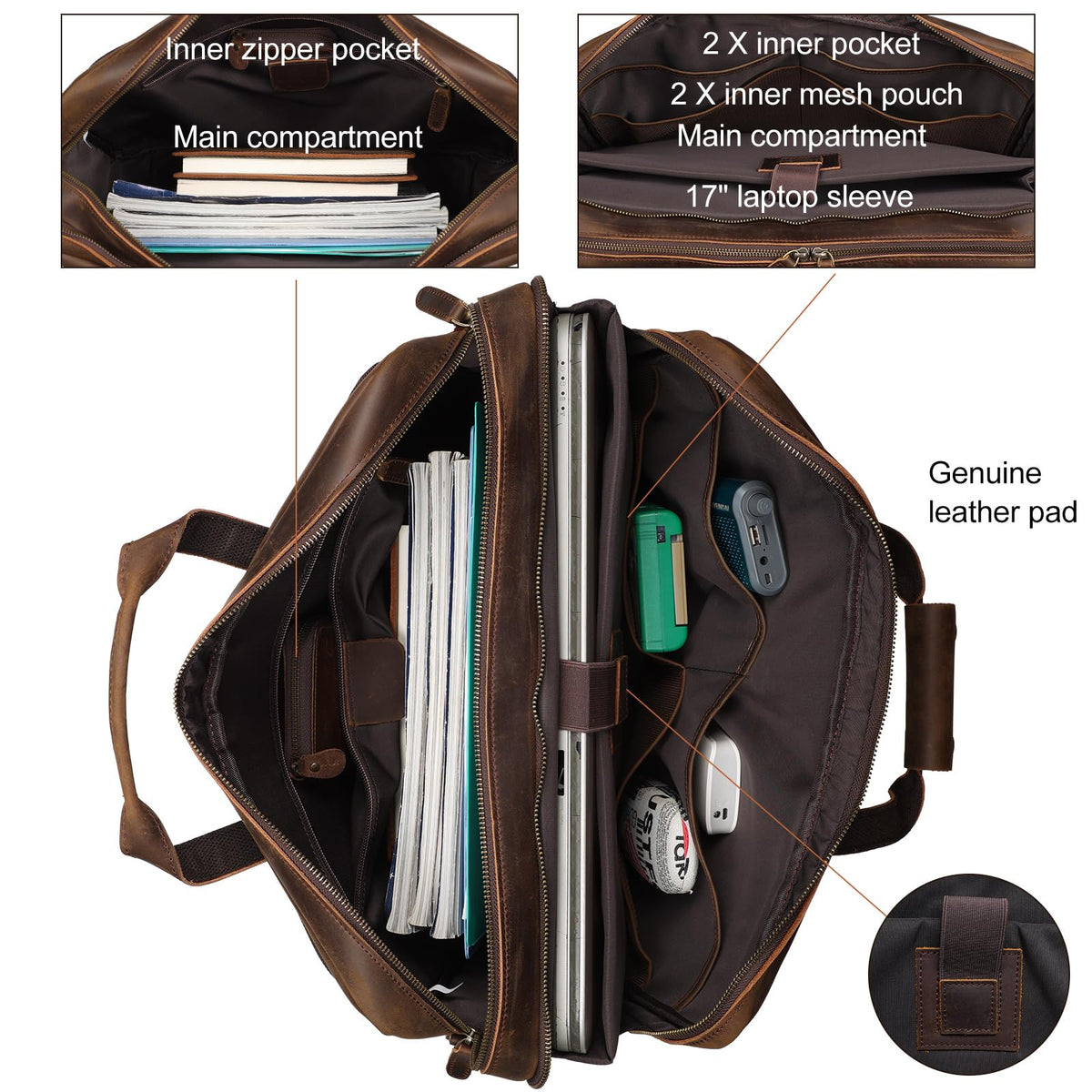 Leather Laptop Briefcase L770