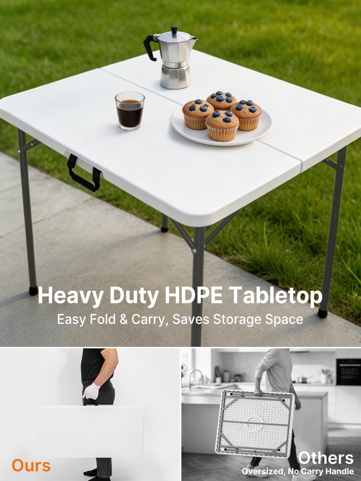 34" White Folding Card Table U895