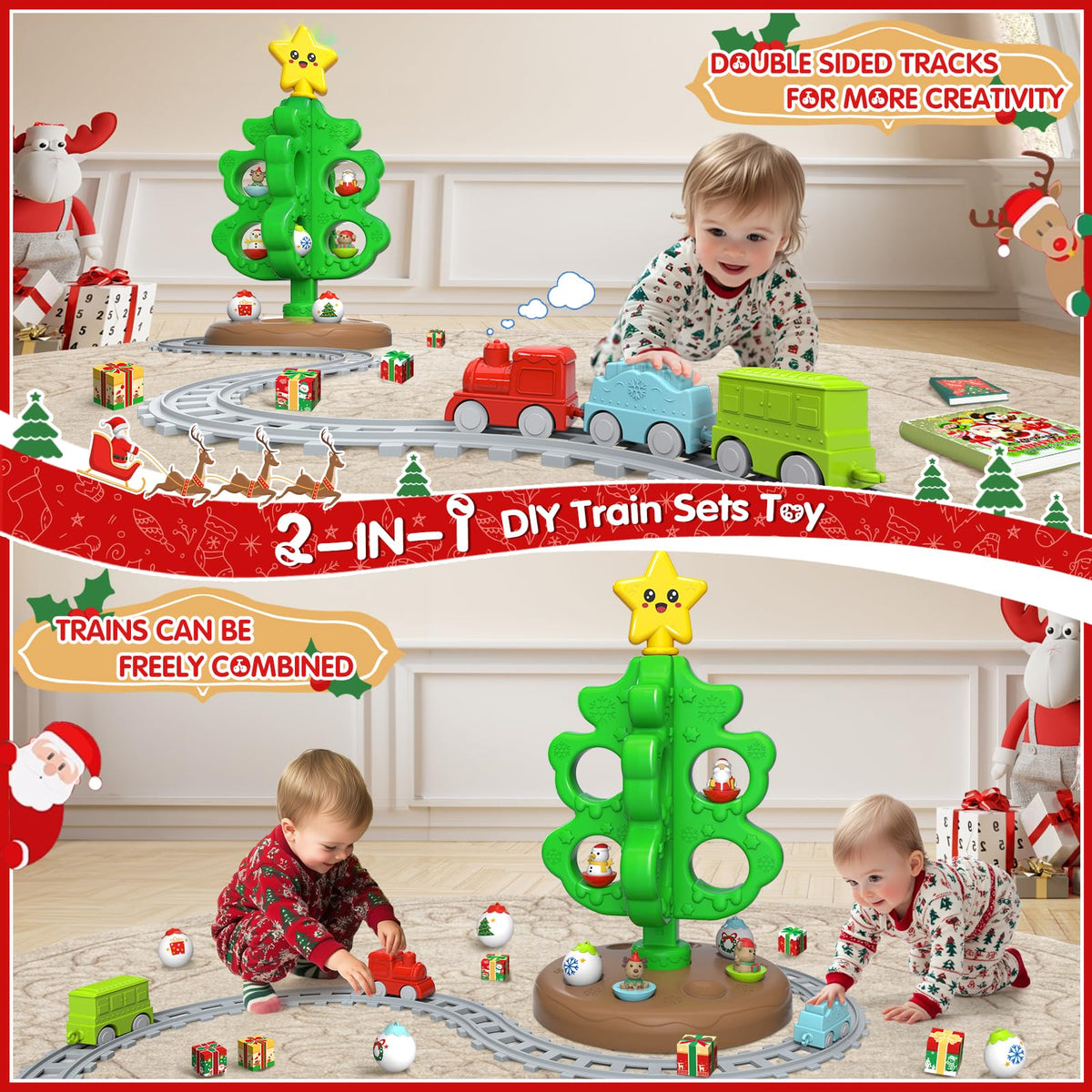 Colorful Plastic Finger Puppets Christmas Tree S6573