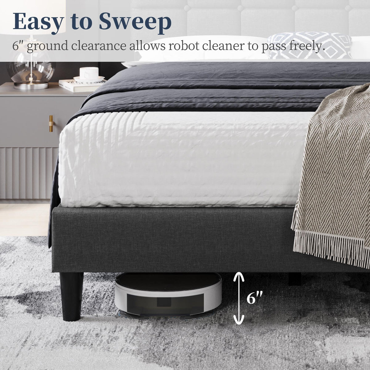 Full Size Upholstered Tufted Bed Frame with Headboard U77222