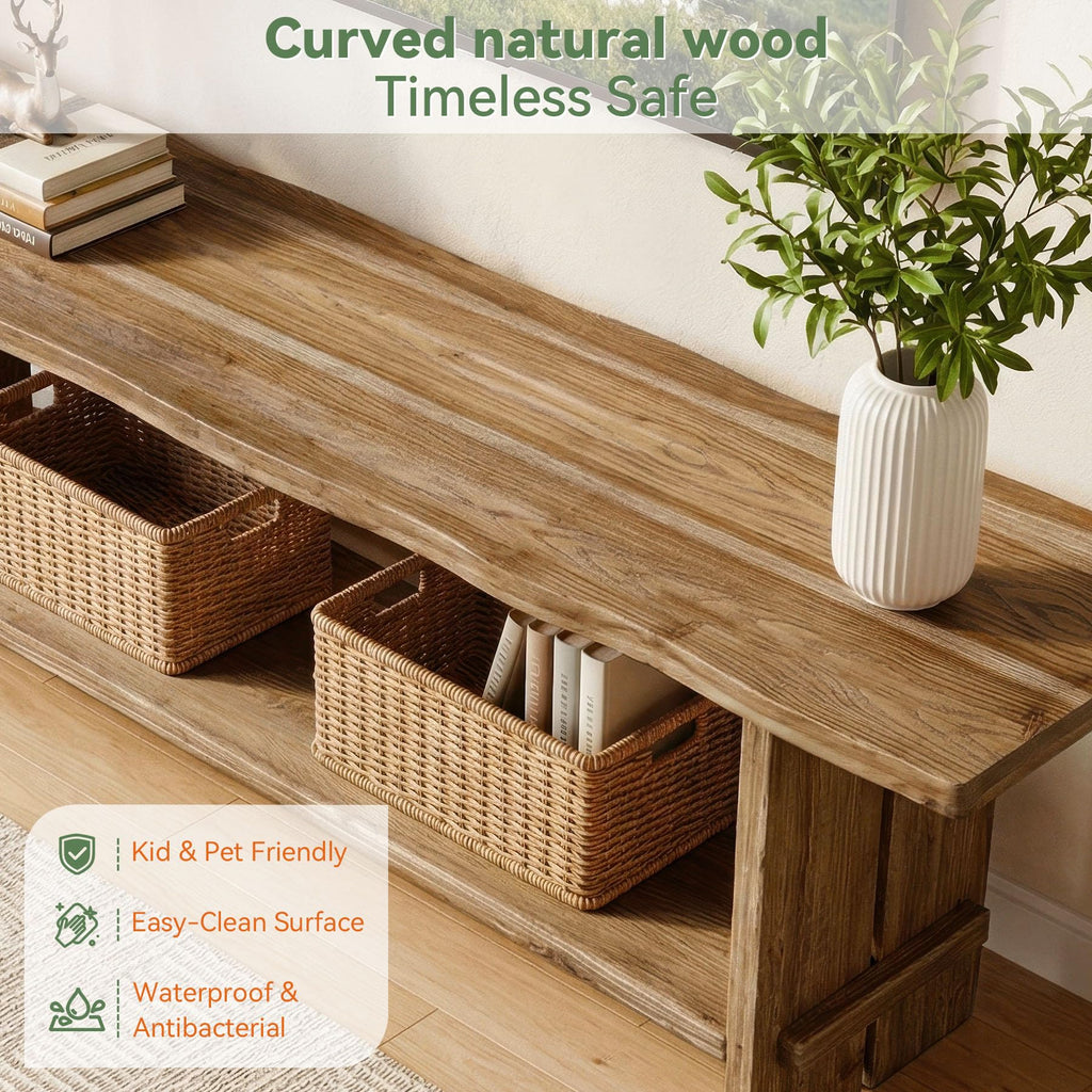 71" Solid Wood 2-Tier TV Stand F521