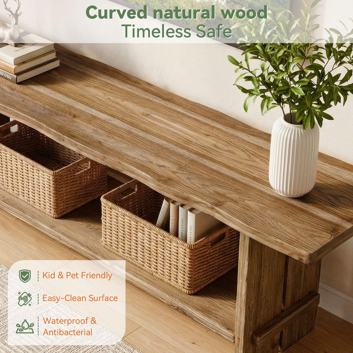 71" Solid Wood 2-Tier TV Stand F521