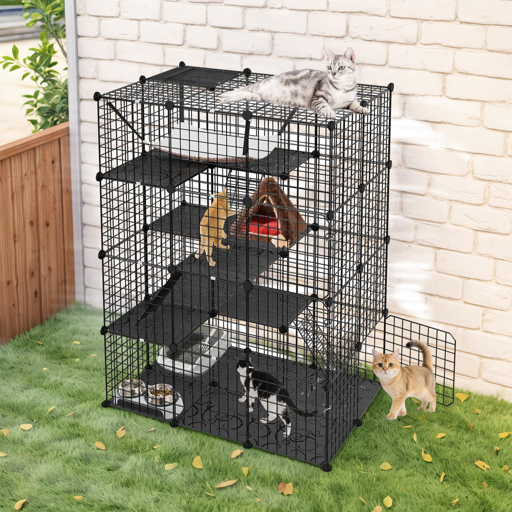 4-Tier Cat Cage Indoor Enclosure Metal Playpen with Hammock U189