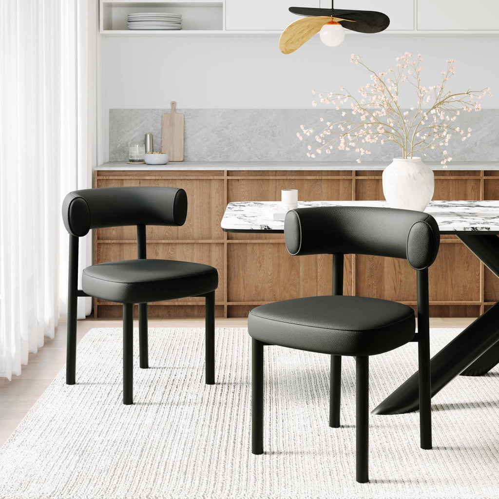 Black Faux Leather Dining Chairs Set of 4 U3270