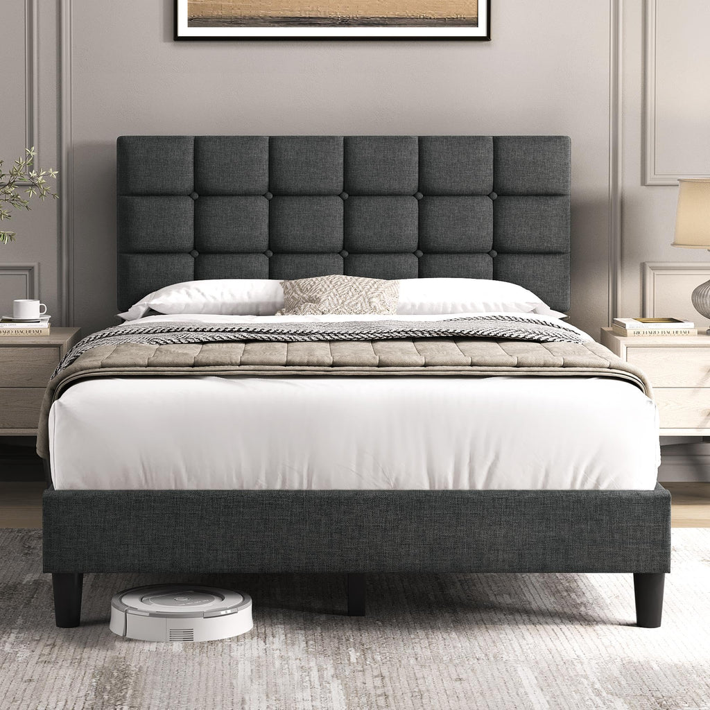 Full Size Upholstered Tufted Bed Frame with Headboard U77222