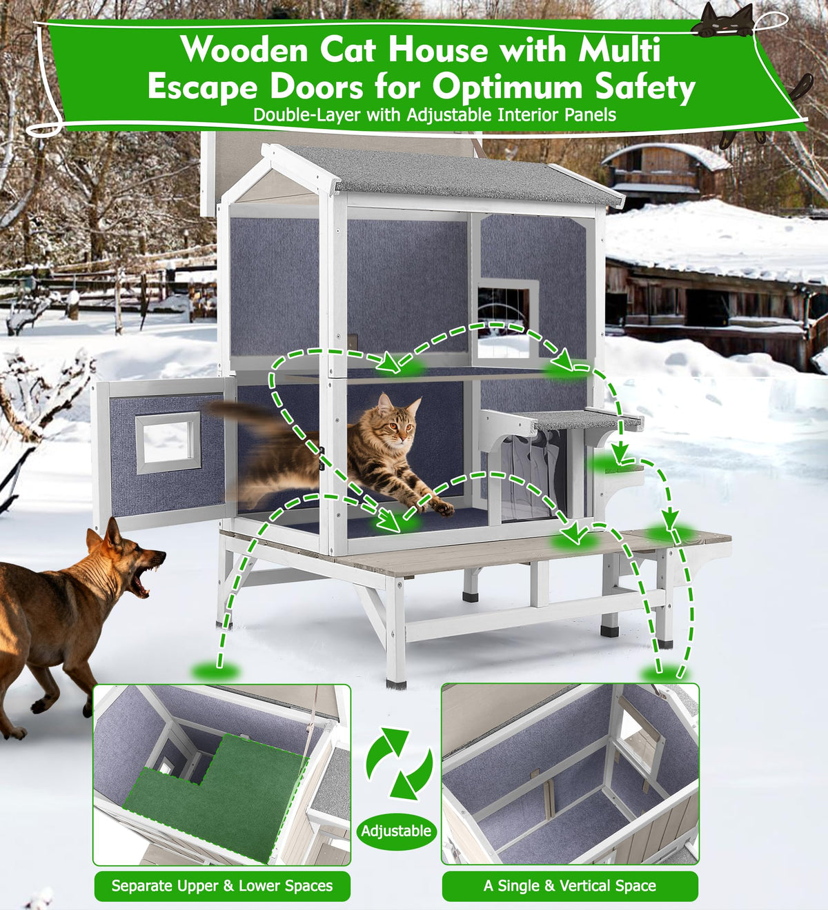Weatherproof 2 Story Wooden Cat House X16177