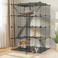 4-Tier Cat Cage Indoor Enclosure Metal Playpen with Hammock U189