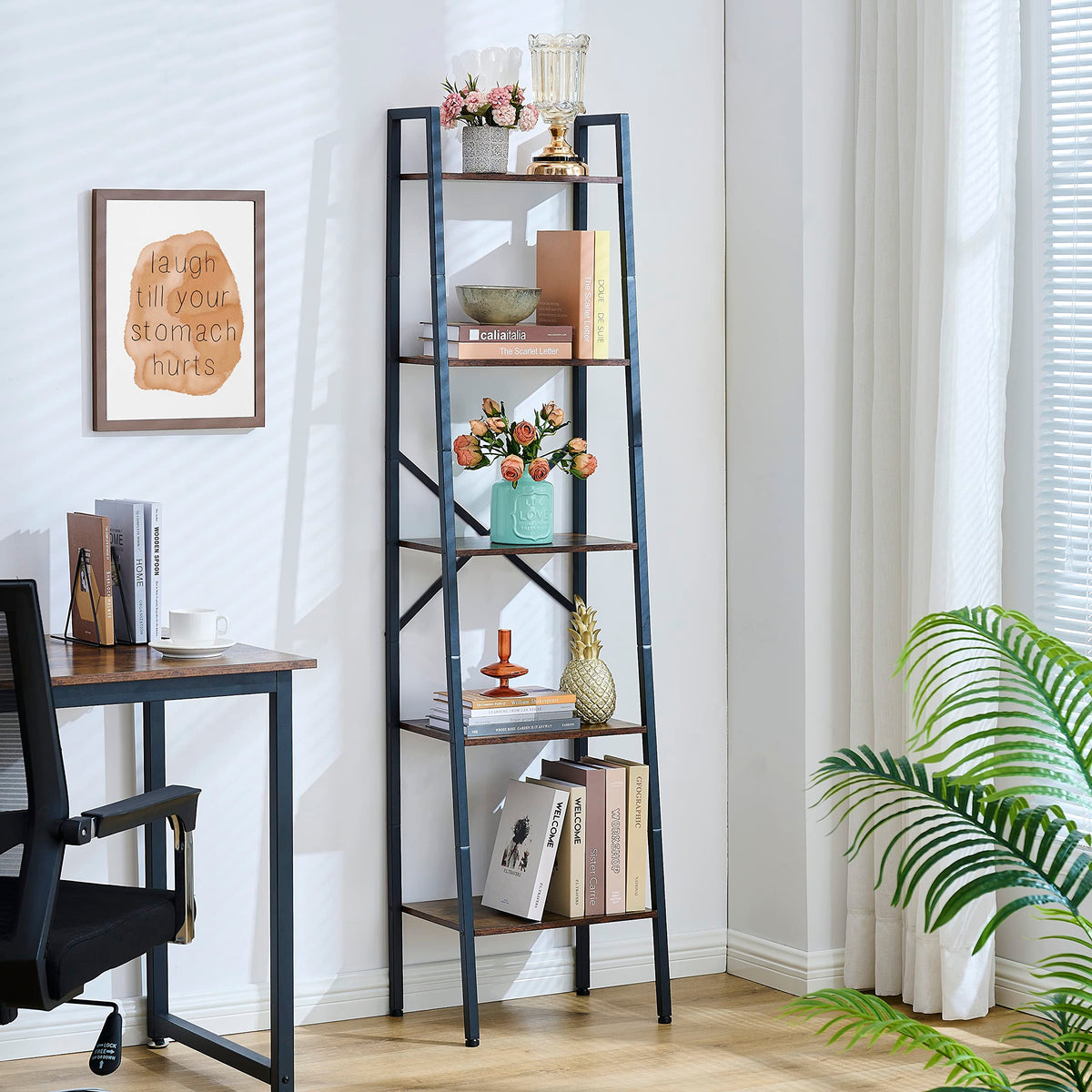 5-Tier Metal Ladder Bookshelf N79949