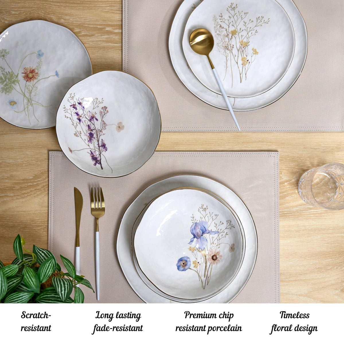 12-Piece Glossy White Porcelain Dinnerware Set for 4 U80457