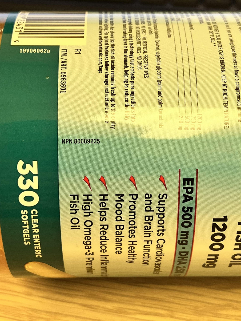 Omega-3 Fish Oil 1000mg 300 Softgels Z14108