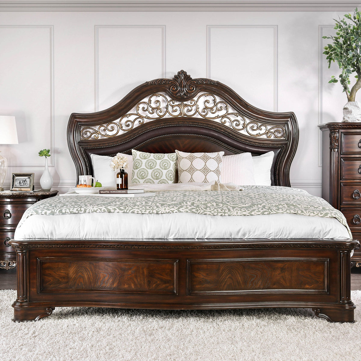 California King Brown Cherry Bed F103